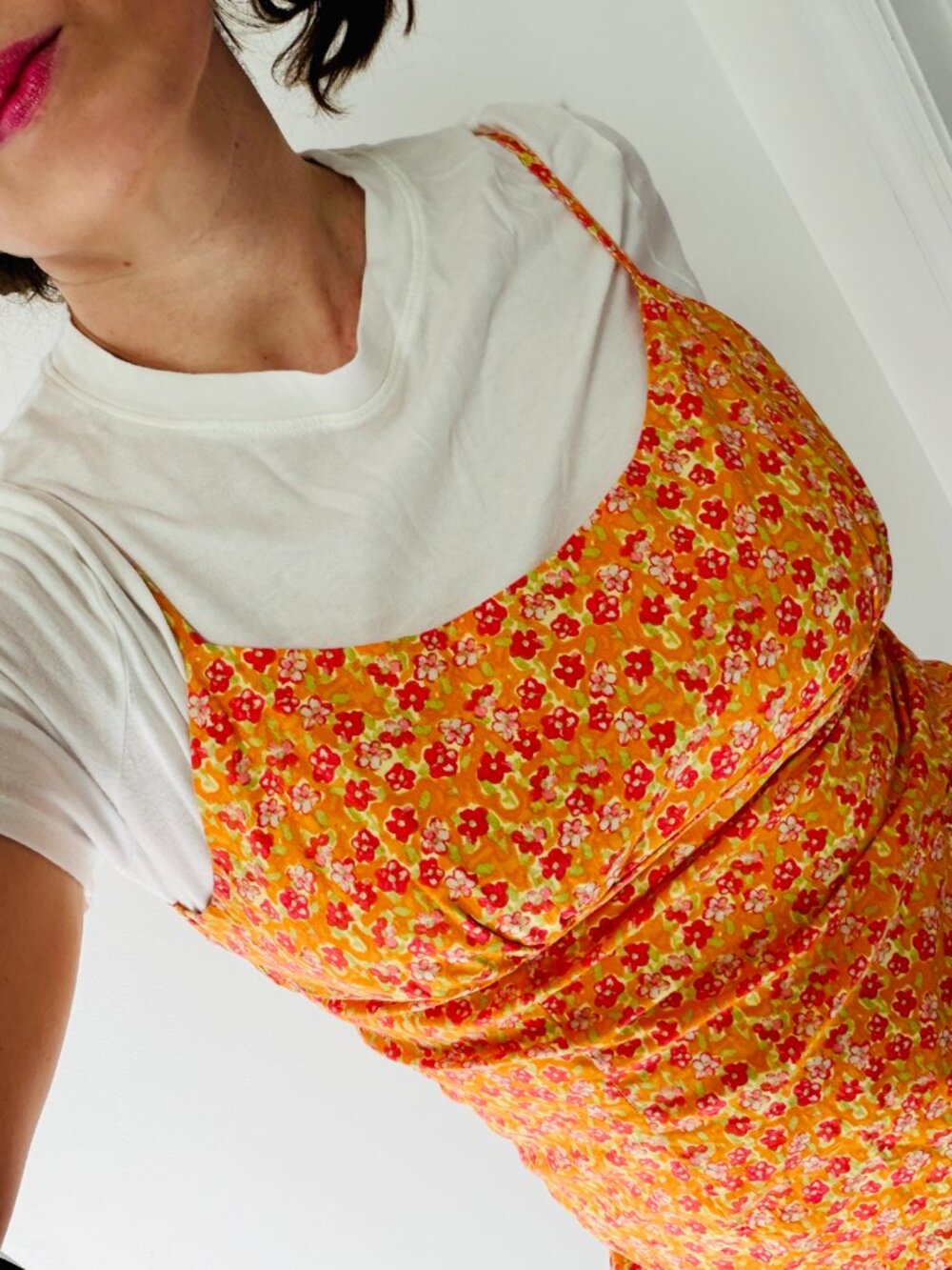 Wild Fable Orange Ditsy Floral Print Spaghetti Strap Mini Dress- Size Medium
